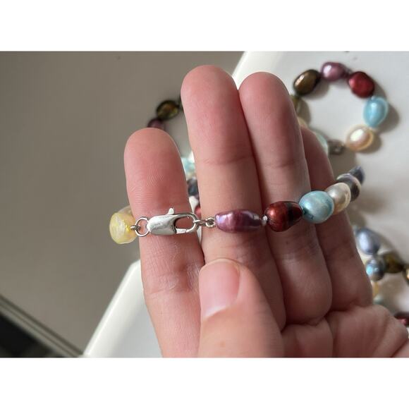 Genuine Freshwater Cultured Pearls Rainbow Multicolor Pearl Long Necklace 50” - Picture 5 of 6